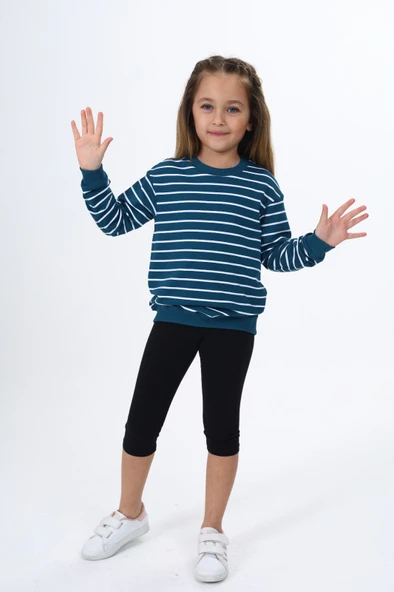Toontoy Kız Çocuk Çizgili Sweatshirt - 5