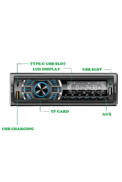 CA-03 USB&AUX&TF&Bluetooth 4x60W PD 23W Şarj Kumandalı Rgb Led Oto Teyp - 7