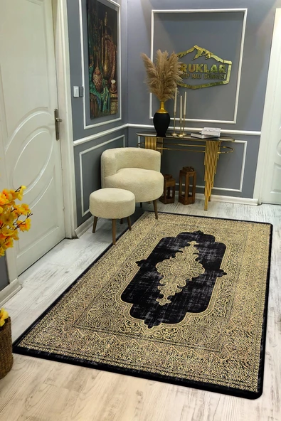 Kaymaz Tabanlı Yıkanabilir Leke Tutmaz Modern Klasik Desenli Salon Halısı Dot Taban Halı KLDH17 RENKLİ 180 X 280