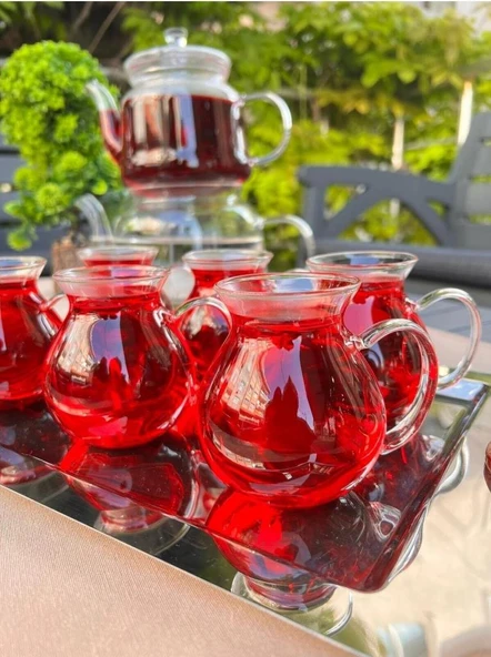 Kapris 6 lı Keyfi Ala Borosilikat Cam Bardak Çay Bardağı 200 ml - 2