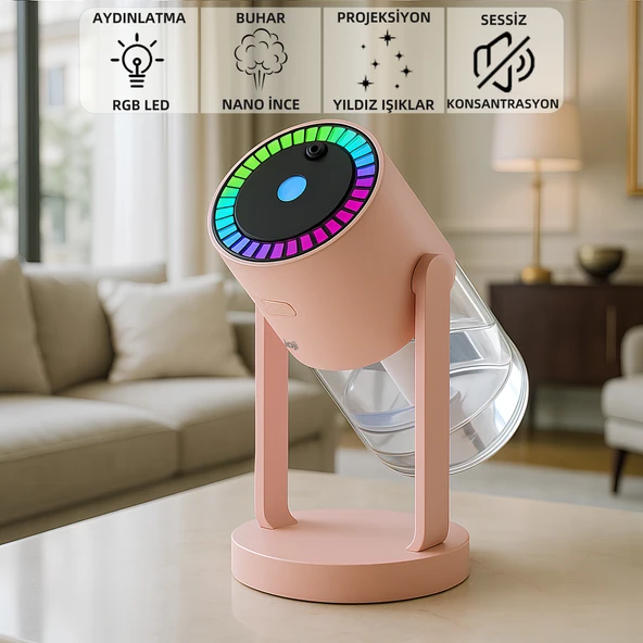 Mioji Mio AH8 RGB Işıklı 280ml Hava Nemlendirici Pembe