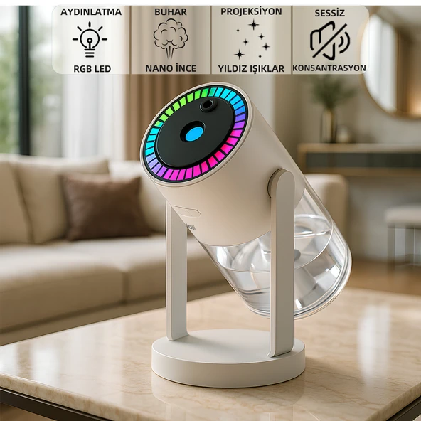 Mioji Mio AH8 RGB Işıklı 280ml Hava Nemlendirici Beyaz