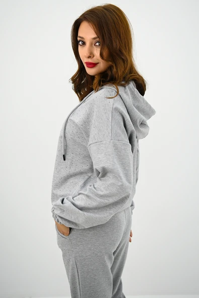 Kadın Taş Baskılı Uzun Kollu Eşofman Takımı 4136-25 - 12