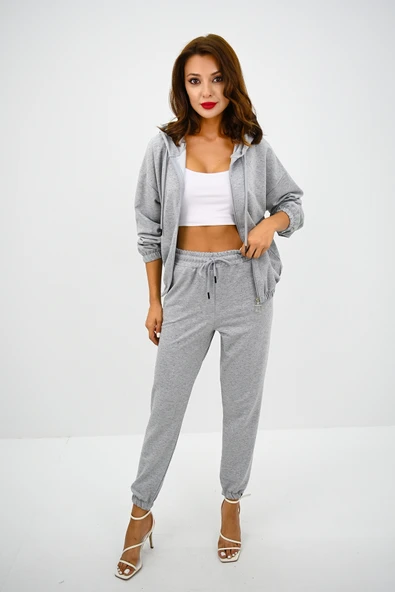 Kadın Taş Baskılı Uzun Kollu Eşofman Takımı 4136-25 - 8