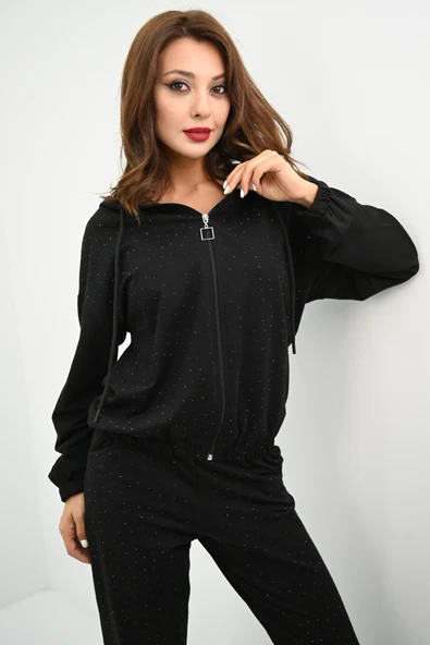 Kadın Taş Baskılı Uzun Kollu Eşofman Takımı 4136-25 - 4