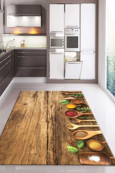 Kaymaz Taban Dijital Baskı Yıkanabilir Modern Desenli Mutfak Halısı RENKLİ 200 X 300