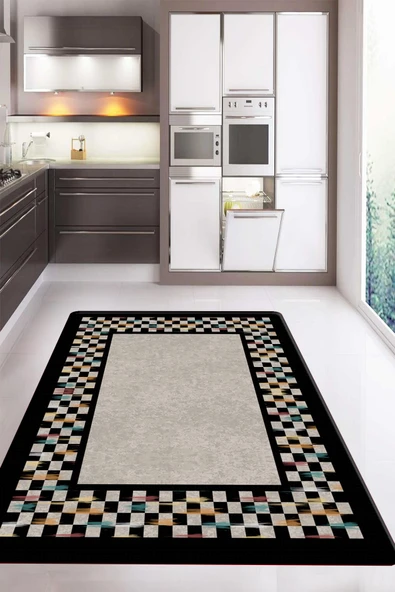 Kaymaz Taban Dijital Baskı Yıkanabilir Modern Desenli Mutfak Halısı RENKLİ 200 X 300