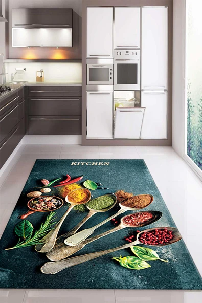 Kaymaz Taban Dijital Baskı Yıkanabilir Modern Desenli Mutfak Halısı RENKLİ 160 X 230