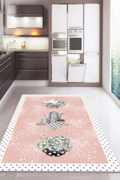 Kaymaz Taban Dijital Baskı Yıkanabilir Modern Desenli Mutfak Halısı RENKLİ 80 X 150