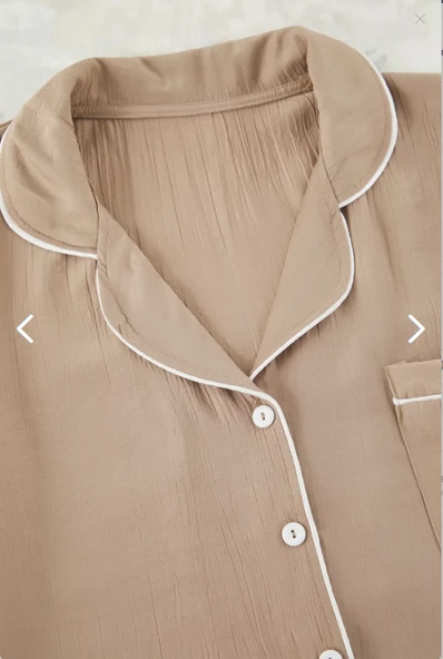 Büyük Beden Kısa Kollu Dokuma Gömlek Pijama Takımı- Geniş Beden Aralığı - - 10