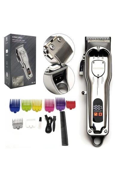 CONCORD TML-98 Saç Sakal Tıraş Makinesi Şarjlı Metal Lcd Ekran Professional