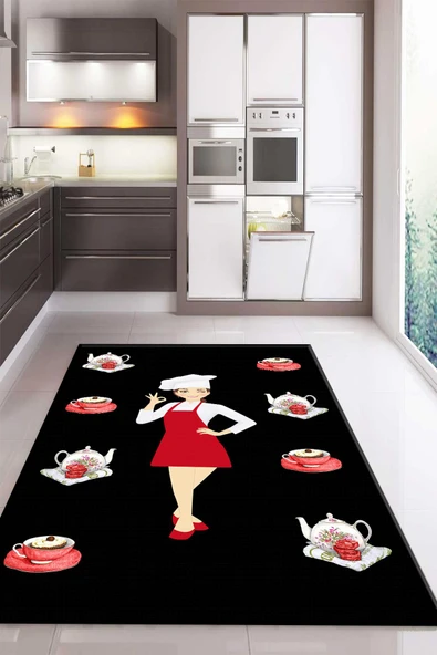 Kaymaz Taban Dijital Baskı Yıkanabilir Modern Desenli Mutfak Halısı RENKLİ 200 X 300