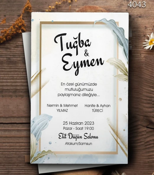aldialiyor  4043 EKOLİFE DÜĞÜN VE NİŞAN DAVETİYESİ 250 ADET