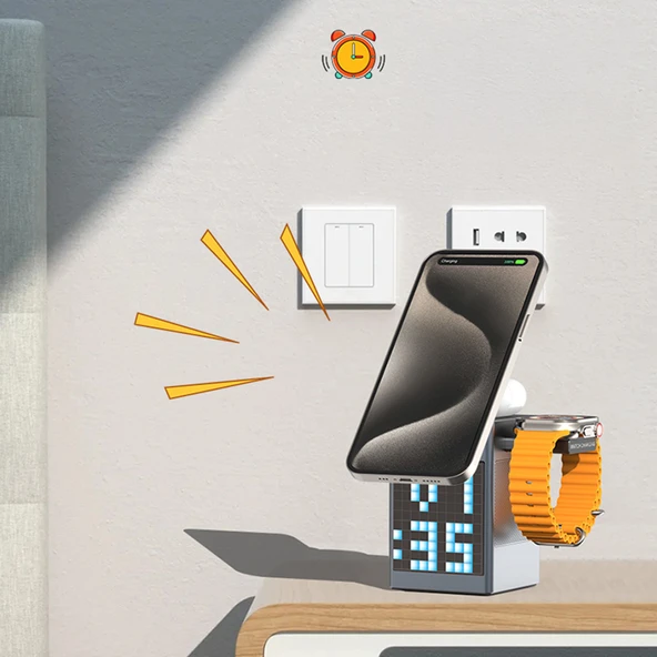 Mioji Mio Cube 5 Saatli ve BT Hoparlörlü 5in1 Telefon Tutucu - Gri - 5