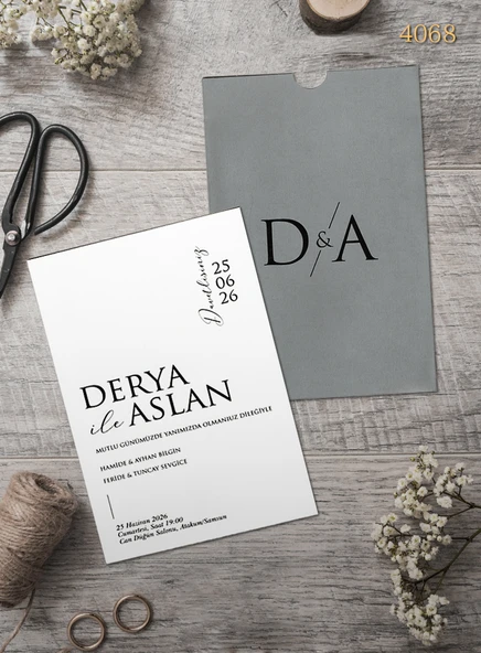 aldialiyor  4068 EKOLİFE DÜĞÜN VE NİŞAN DAVETİYESİ 250 ADET ürün görseli