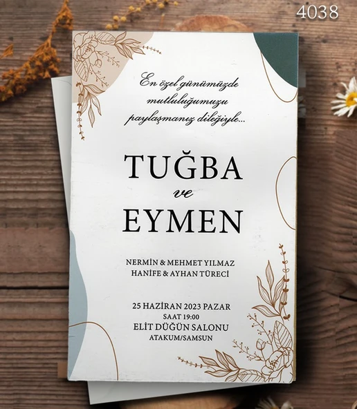 aldialiyor  4038 EKOLİFE DÜĞÜN VE NİŞAN DAVETİYESİ 100 ADET ürün görseli