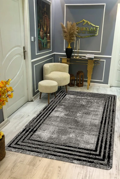 Kaymaz Taban Yıkanabilir Dijital Baskı Eskitme Desenli Salon Halısı RENKLİ 140 X 200