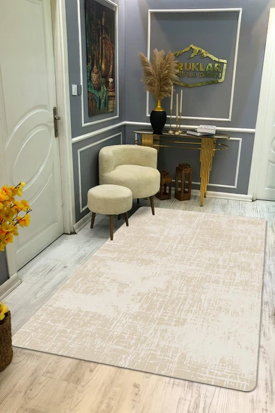 Kaymaz Taban Yıkanabilir Dijital Baskı Eskitme Desenli Salon Halısı RENKLİ 80 X 150