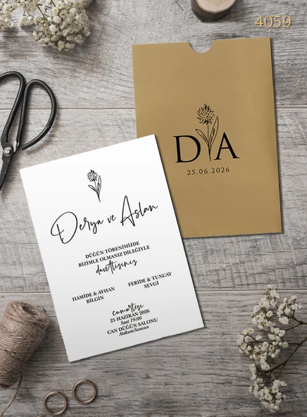 aldialiyor  4059 EKOLİFE DÜĞÜN VE NİŞAN DAVETİYESİ 250 ADET ürün görseli