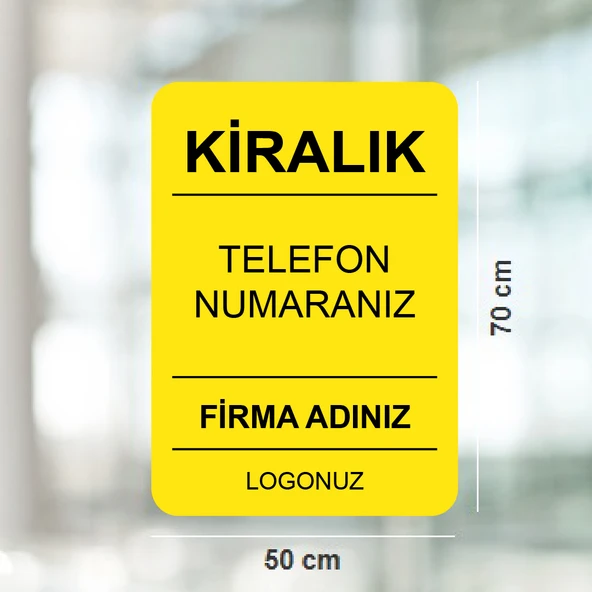 aldialiyor  Sarı Kiralık Emlak Afişi 50x70cm Dikey 125gr. Parlak Yüzey 50 Adet