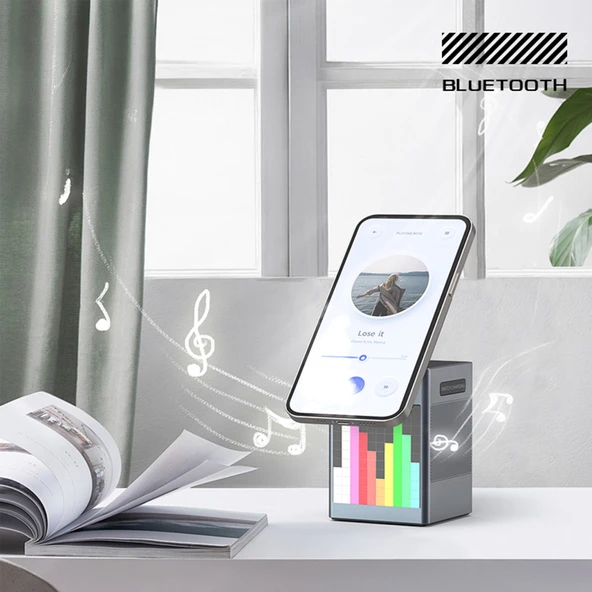 Mioji Mio Cube 5 Saatli ve BT Hoparlörlü 5in1 Telefon Tutucu - Gri - 4