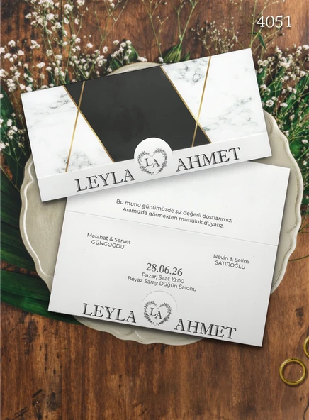 aldialiyor  4051 EKOLİFE DÜĞÜN VE NİŞAN DAVETİYESİ 100 ADET ürün görseli