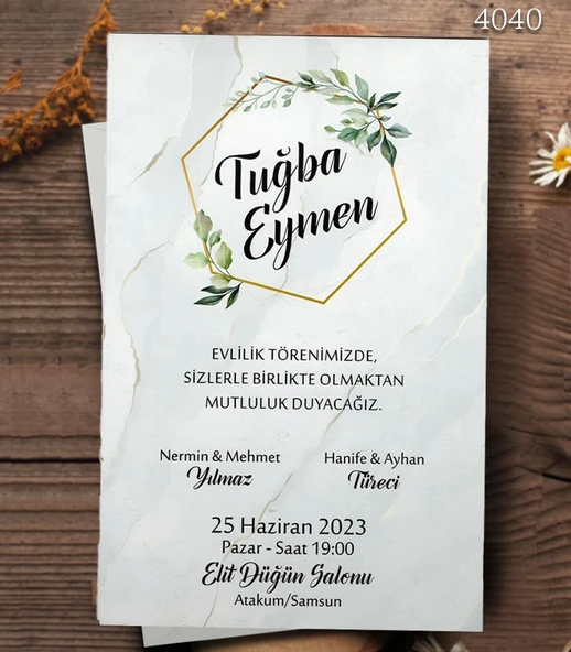aldialiyor  4040 EKOLİFE DÜĞÜN VE NİŞAN DAVETİYESİ 250 ADET ürün görseli