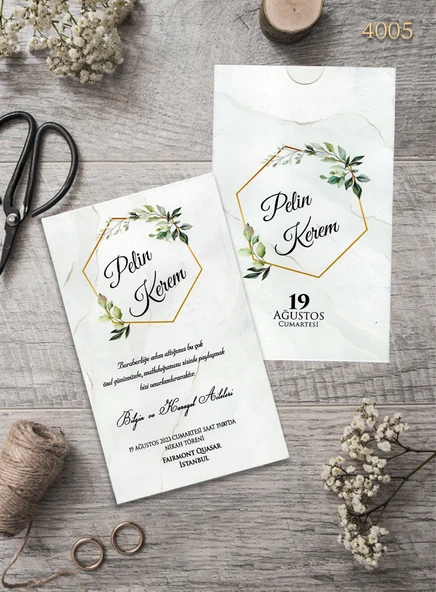 aldialiyor  4005 EKOLİFE DÜĞÜN VE NİŞAN DAVETİYESİ 1000 ADET AL 400 ADET BİZDEN ürün görseli