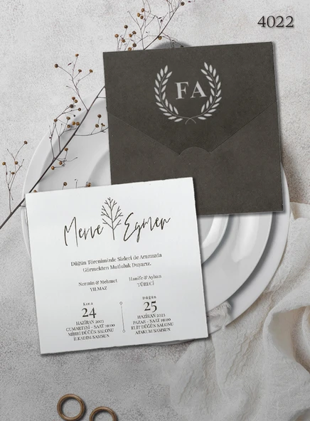 aldialiyor  4022 EKOLİFE DÜĞÜN VE NİŞAN DAVETİYESİ 250 ADET ürün görseli