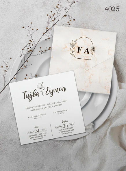 aldialiyor  4025 EKOLİFE DÜĞÜN VE NİŞAN DAVETİYESİ 100 ADET ürün görseli