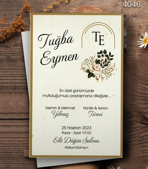 aldialiyor  4046 EKOLİFE DÜĞÜN VE NİŞAN DAVETİYESİ 250 ADET ürün görseli