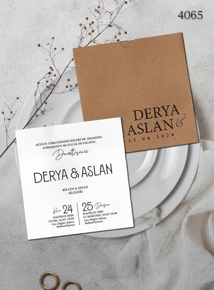 aldialiyor  4065 EKOLİFE DÜĞÜN VE NİŞAN DAVETİYESİ 100 ADET ürün görseli