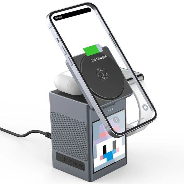 Mioji Mio Cube 5 Saatli ve BT Hoparlörlü 5in1 Telefon Tutucu - Siyah - 5
