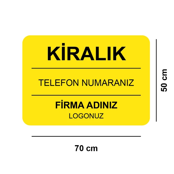 aldialiyor  Sarı Kiralık Emlak Afişi 70x50cm Yatay 125gr. Parlak Yüzey 50 Adet