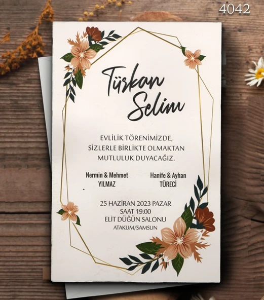 aldialiyor  4042 EKOLİFE DÜĞÜN VE NİŞAN DAVETİYESİ 250 ADET ürün görseli