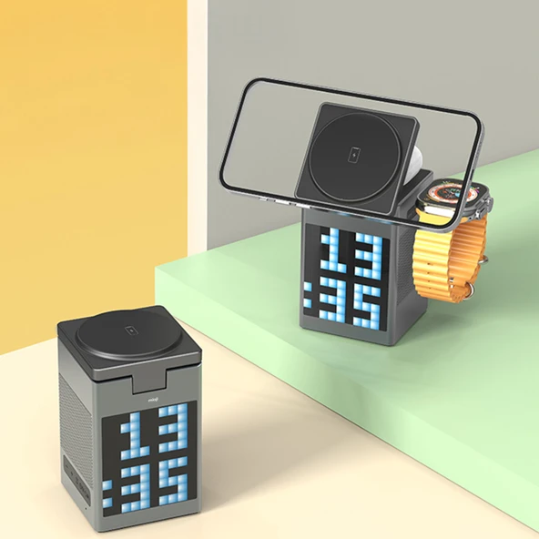 Mioji Mio Cube 5 Saatli ve BT Hoparlörlü 5in1 Telefon Tutucu - Siyah - 9