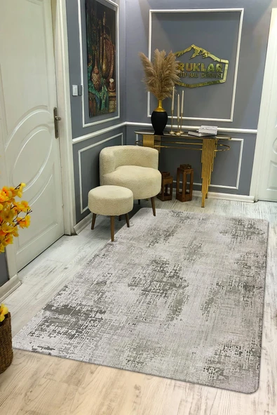 Kaymaz Taban Yıkanabilir Dijital Baskı Eskitme Desenli Salon Halısı RENKLİ 80 X 200