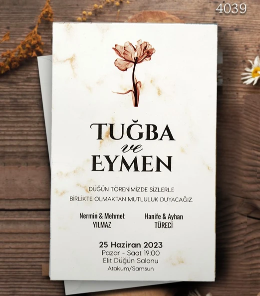 aldialiyor  4039 EKOLİFE DÜĞÜN VE NİŞAN DAVETİYESİ 100 ADET ürün görseli