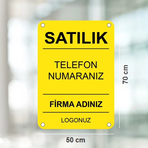 aldialiyor  Sarı Satılık Emlak Afişi 50x70cm Dikey 250gr. Vinil Branda 100 Adet