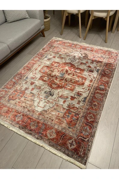 Klasik Desenli Kaymaz Taban Yıkanabilir Leke Tutmaz Dot Taban Halı Drk-8010-9 RENKLİ 200 X 300