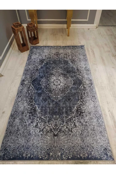 Eskitme Zeminli Modern Klasik Desenli Kaymaz Taban Yıkanır Leke Tutmaz Dot Taban Halı Drk8031-4 RENKLİ 200 X 300