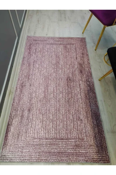 Hasır Görünümlü Desenli Kaymaz Tabanlı Yıkanabilir Leke Tutmaz Dot Taban Halı Drk8067-4 KAHVERENGİ 100 X 300