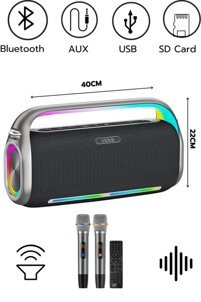VIDVIE Xl-SP920 Şarjlı 2 Mikrofonlu 200W Bluetooth Hoparlör - 2