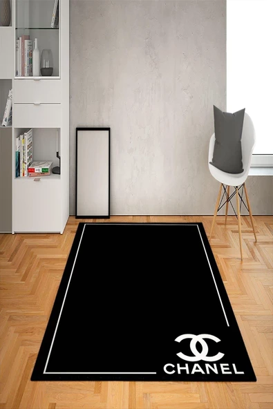 Kaymaz Taban Yıkanabilir Dekoratif Modern Desenli Dot Taban Halı Siyah 80 X 150