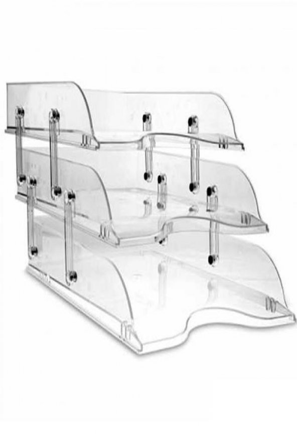 1803 Mafsallı Evrak Rafı 3lü Set Şeffaf Renksiz Organizer Düzenleyici - 4
