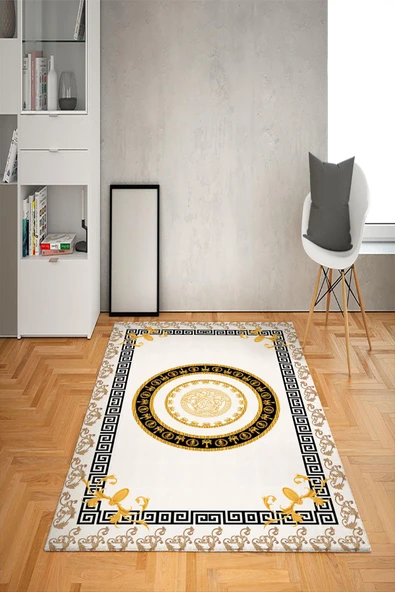 Kaymaz Taban Yıkanabilir Modern Medusa Desenli Dot Taban Halı RENKLİ 180 X 280