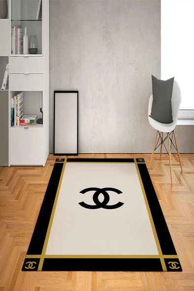 Kaymaz Taban Yıkanabilir Dekoratif Modern Desenli Dot Taban Halı Siyah 200 X 300