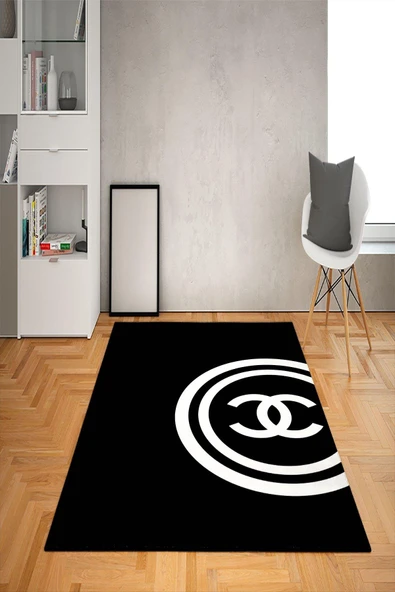 Kaymaz Taban Yıkanabilir Dekoratif Modern Desenli Dot Taban Halı Siyah 120 X 180