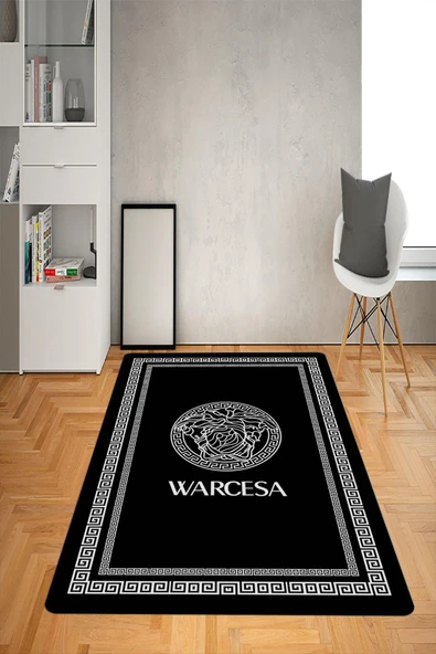 Kaymaz Taban Yıkanabilir Modern Medusa Desenli Dot Taban Halı Siyah 80 X 300