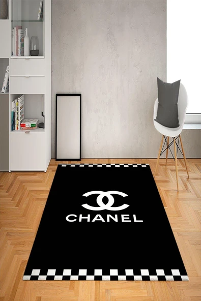 Kaymaz Taban Yıkanabilir Dekoratif Modern Damalı Desenli Dot Taban Halı Siyah 100 X 300